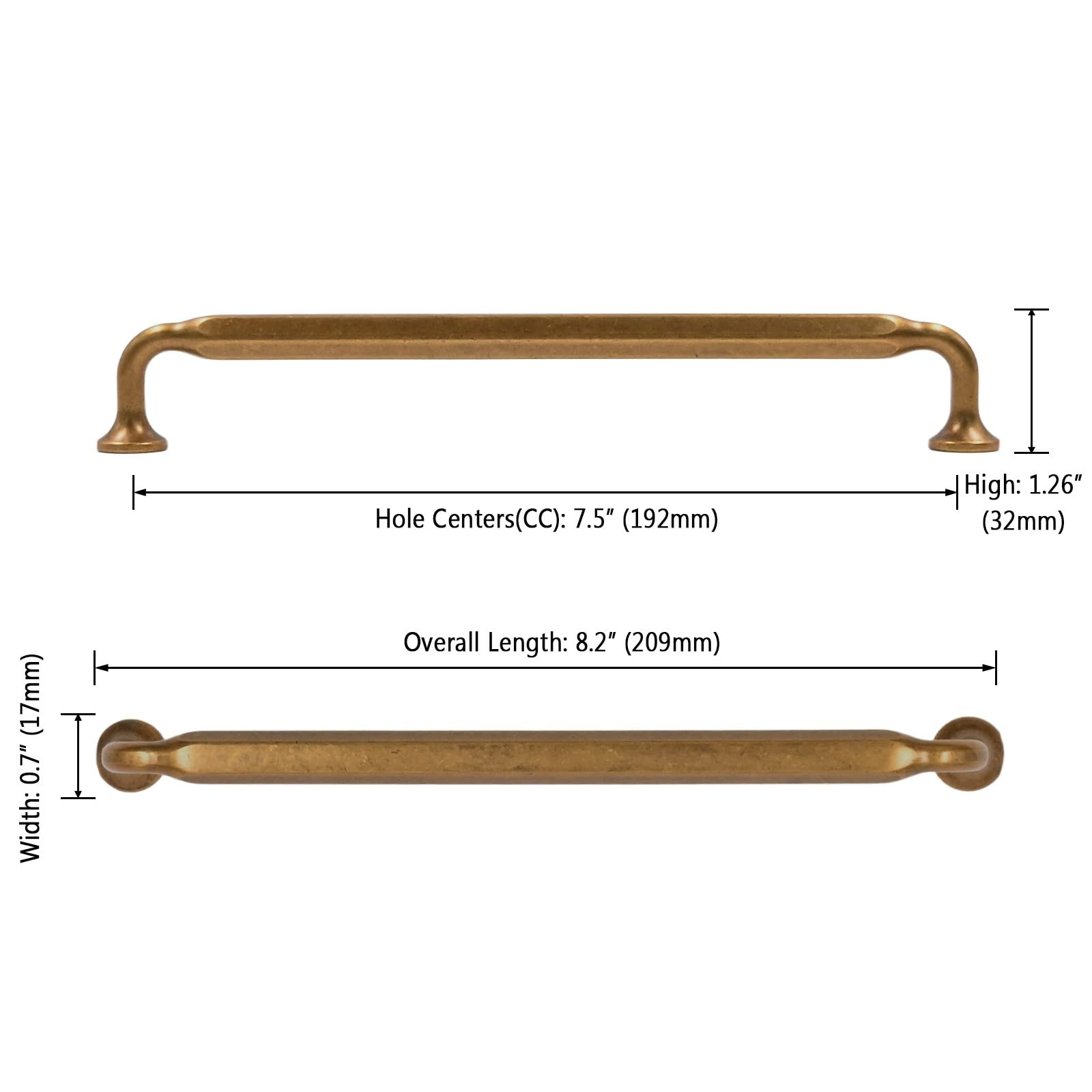 9BUILD Confezione da 10 maniglie in ottone anticato per armadietti da cucina da 19,1 cm, maniglie vintage per cassetti, maniglie da cucina per armadietti, cassetti retrò