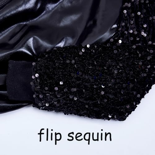 Image of Boys Sequin Jackets Trendy Sparkle Sleeve Bomber Varsity for Kids Glitter Birthday Jacket Coat Shiny Boy Clothes