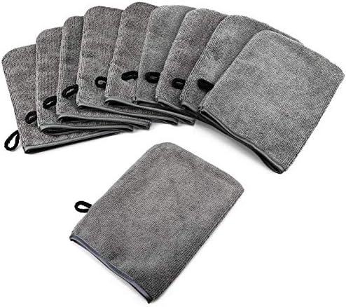 PHOGARY Pack of 10 Microfibre Body Wash Mitts, Soft Face Cleansing Mitts, Bath SPA Terry Cloth, Reusable Makeup Remover Mitt Gloves, 15x21 cm, Grey