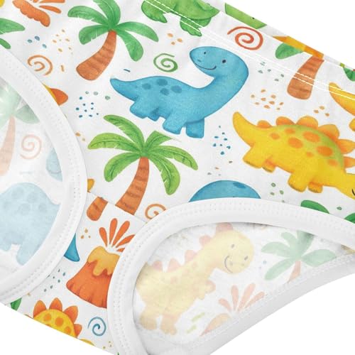 Joisal Toddler Girls Underwear 2t Cotton Cute Panties Girl Fancy Kids Briefs Undies Cute Cartoon White Dinosaurs4