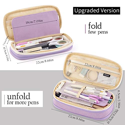 Easthill Big Capacity Pencil Pen Case Office College School Large Storage High Capacity Bag Pouch Holder Box Organizer Blue (Purple) #TOP3