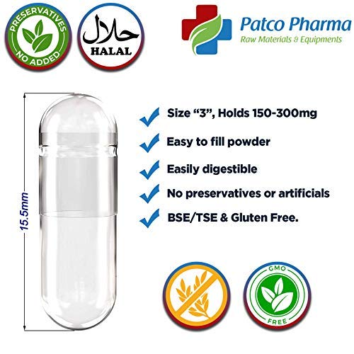 Patco Pharmaceuticals - Size 3 Dark Yellow Empty Gelatin Pill Capsule - Free | DIY Powder Filling (Pack of 500 Pcs) 1