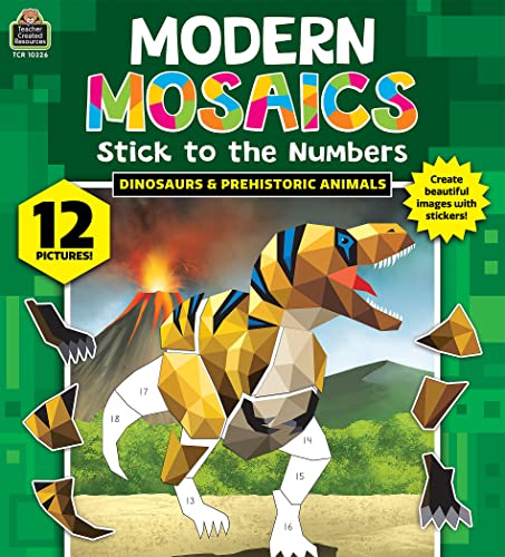 Image of Teacher Created Resources Dinosaurs and Prehistoric Animals Modern Mosaics Stick to the Numbers