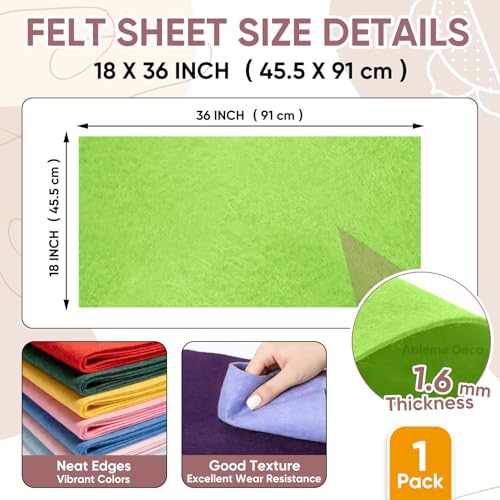 Image of Soft Felt Fabric Sheet 18 inch x 36 inch, 1.6mm Acrylic Craft Felt, Apple Green | Soft Thick Felt by The Yard, Large Precut Sheet, Nonwoven Fabric for Sewing DIY Crafts, Classroom & Home Decor