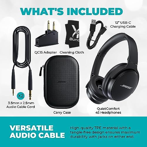 Compare Bose 45 Headphones (Black) Bundle with QC15
