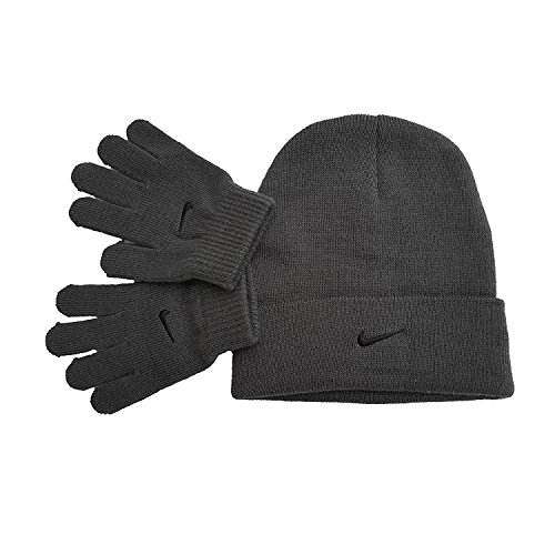 Nike Big Boys' Snow Runner Beanie and Glove Set,Black/Charcoal,436972