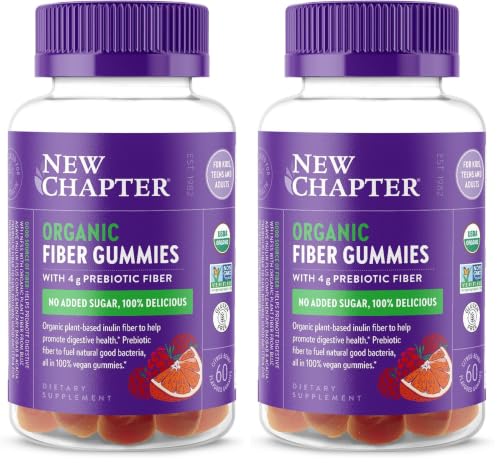 New Chapter Organic Fiber Gummies for Adults & Kids (Age 4+), Plant-Based Prebiotic Fiber for Digestive Health, Vegan, Non-GMO, USDA Organic, Gluten Free, Citrus-Berry Flavored, 60 ct, (Pack of 2) - image 1
