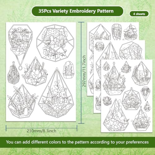 BENECREAT 31pcs Water Soluble Embroidery Stabilizers, Geometric Vessel Stick and Stitch Embroidery Paper Wash Away - Image 2