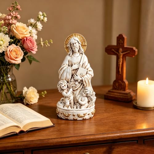 Image of KOMI Jesus Christ Resin Holy Water Font for Home Altar Wall Hanging Decor Catholic Gifts