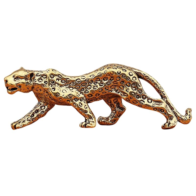 Estatua Leopardo Decorativa de Latón Dorado miniatura 1