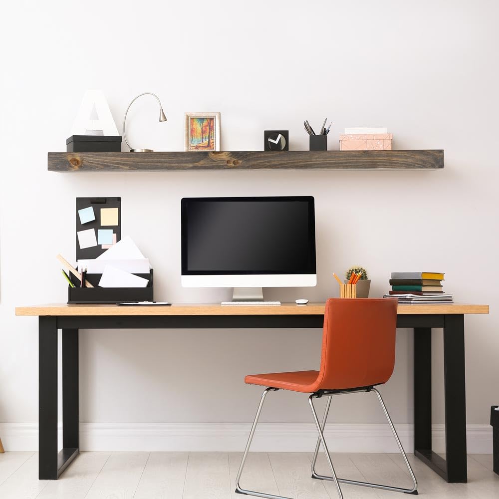 Modern Ember Vara Pine Mantel Shelf - 48 Inch Ebony | 3 Inch Height - Variations in Grain and Natural Distresssing | Wooden Floating Wall Mounted Shelf - for Fireplaces & Décor - Grey Finish 
