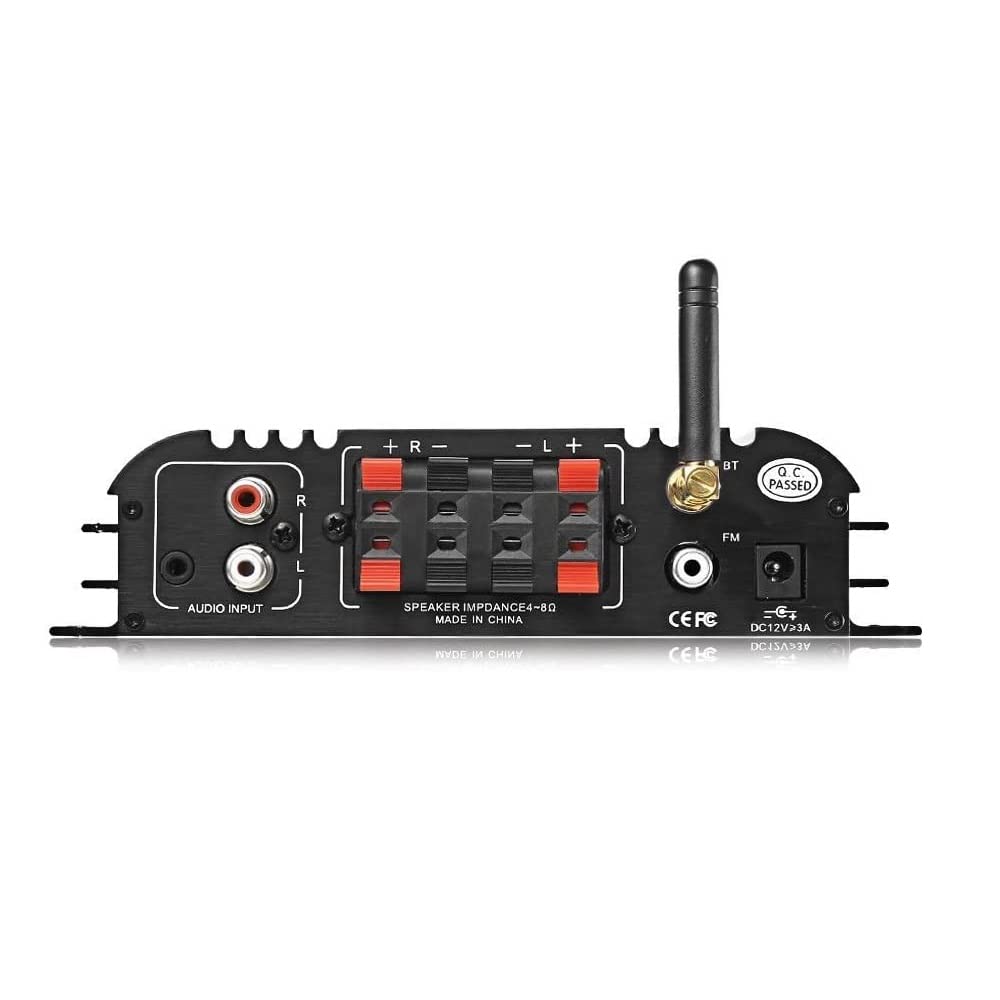 LP-269S Wzmacniacz Bluetooth, 2-kanałowy odtwarzacz multimedialny HiFi, stereo, 45 W, z zasilaczem 5 A, do samochodowego wzmacniacza silnika, czarny