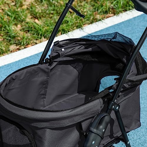 PawHut Buggy faltbar Hund Katze Korb Aufbewahrung Getränkehalter Stoff 300D Oxford wasserdicht 4 Räder schwarz