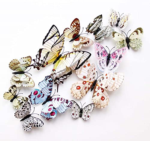 Image of JAAMSO ROYALS Multicolor 3D Magnet Butterfly Wall Stickers for Decoration, Wall Decor Items (Set of 12)-Self-Adhesive