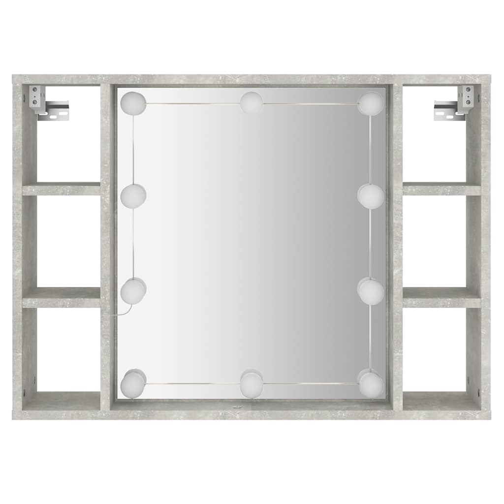 Szafka z lustrem z betonem LED, szara, 76 x 15 x 55 cm, szafki i przechowywanie, szafki toaletkowe, szafki łazienkowe