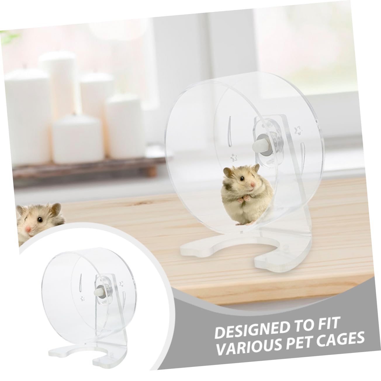 Rueda de Ejercicio para Hámster Transparente Silenciosa con Soporte Diseño Espacioso para Mascotas Pequeñas Resistente y Fácil de Observar