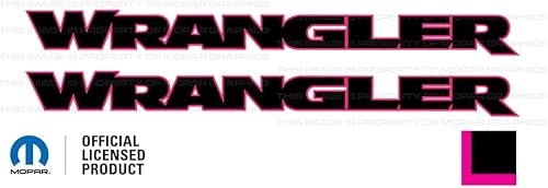 Decal Mods Wrangler Hood - Calcomanía de vinilo para Jeep WranglerWrangler JLJT (2007-2022) negro con contorno rosa intenso FBHPO (juego de 2)  FJ3V5