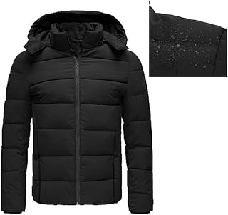 جاكيت شتوي دافئ مبطن مقاوم للماء نمط بومبر للرجال بغطاء للرأس وسوستة
