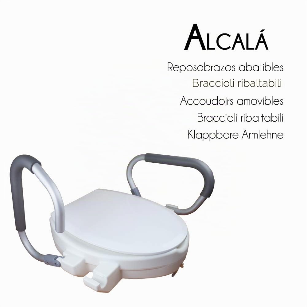 Mobiclinic, Rialzo per wc anziani, Alcalá, Marchio europeo, 10 cm, Alzawater, Braccioli ribaltabili, Con coperchio, Bidet, Ausili, Mobilità ridotta, Ortopedico, Bianco