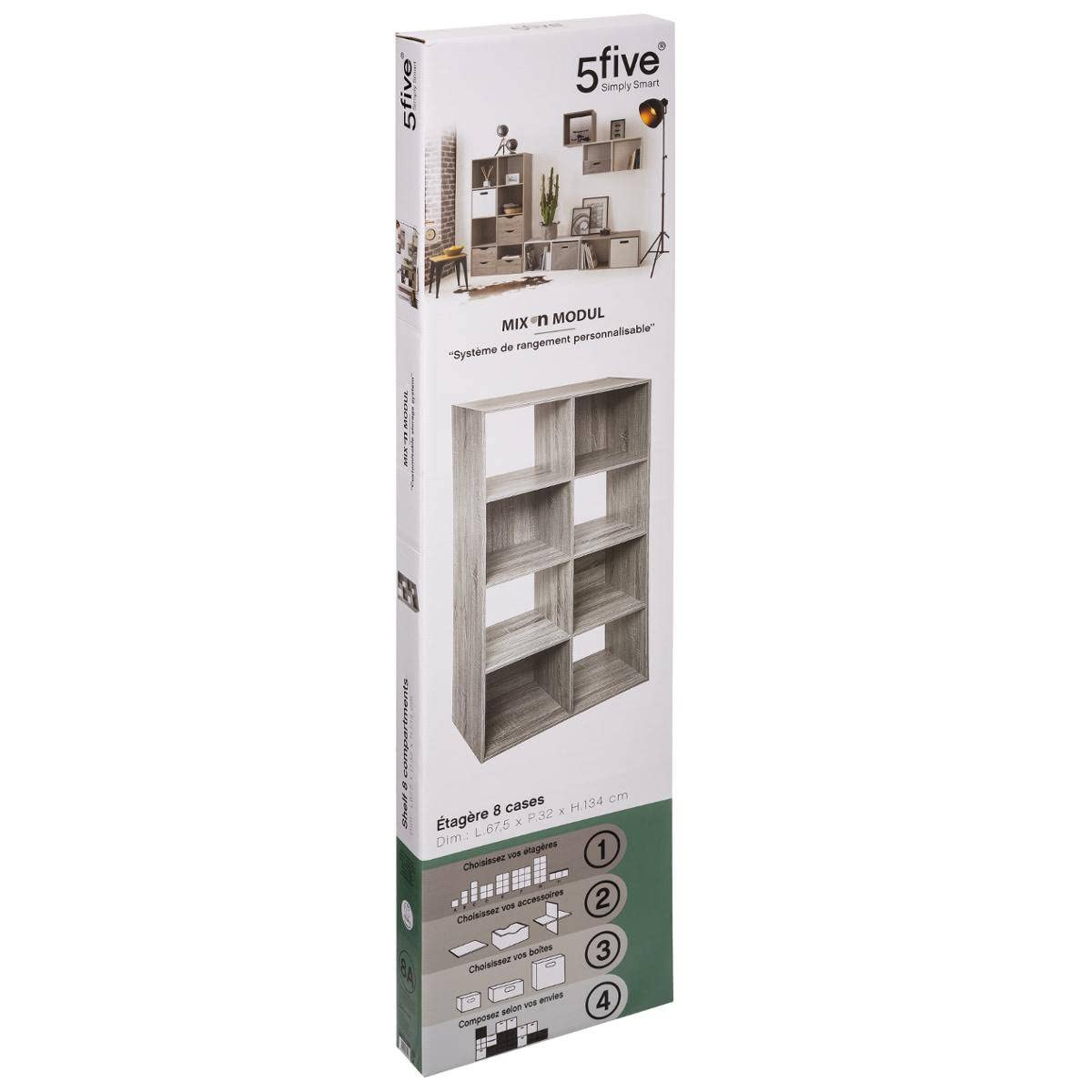 5five Cassetto E Ripiano Effetto Rovere Grigio - Mix N Modul, 31x31 Cm, Modulo Per Scaffale