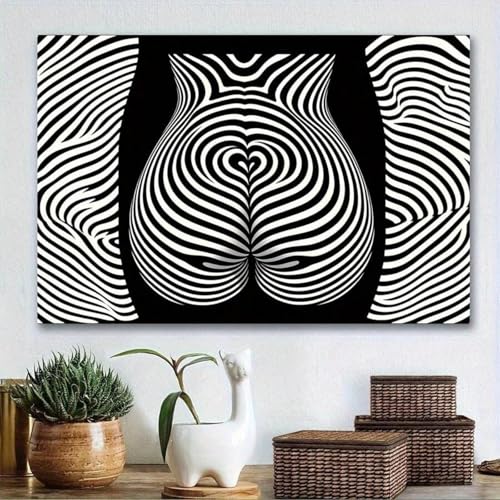 Impression sur toile abstraite de torse noir et blanc salon