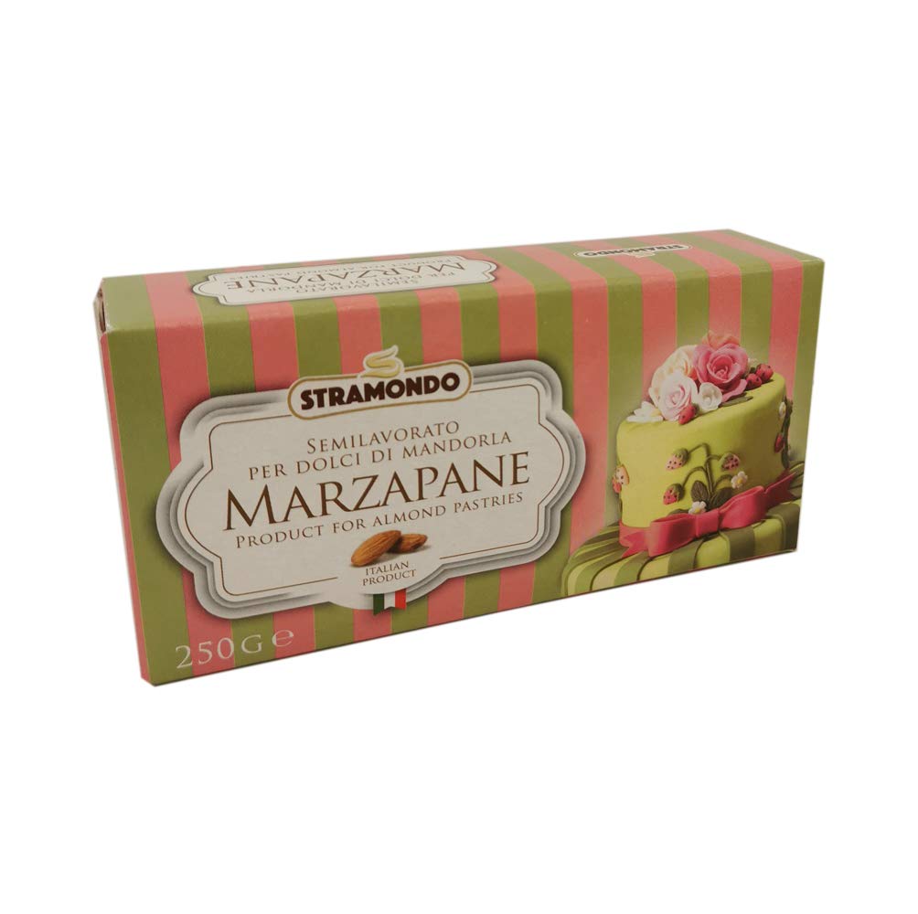 STRAMONDO Mazapán verde 250gr, pasta de almendras blandas, fácil de modelar, adecuado para la realización de frutas de martorana y sujetos de pasta real, Made in Italy, sin gluten