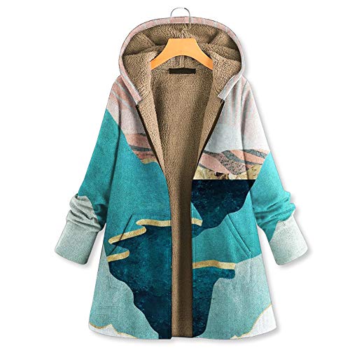 Damen Winter Mantel Große Größe Warm Dicker Outwear Parka Mantel Jacke Vinitage Landschaft Druck Kapuzenpullover Winterjacke Mit Kapuze