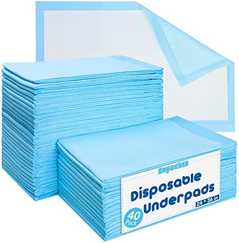 Disposable Underpads Incontinence Bed Pads 24"X36" Disposable Changing Pads Ultra Absorbent Waterproof Incontinence Furniture Protection (24 x 36 inch 40 Count)