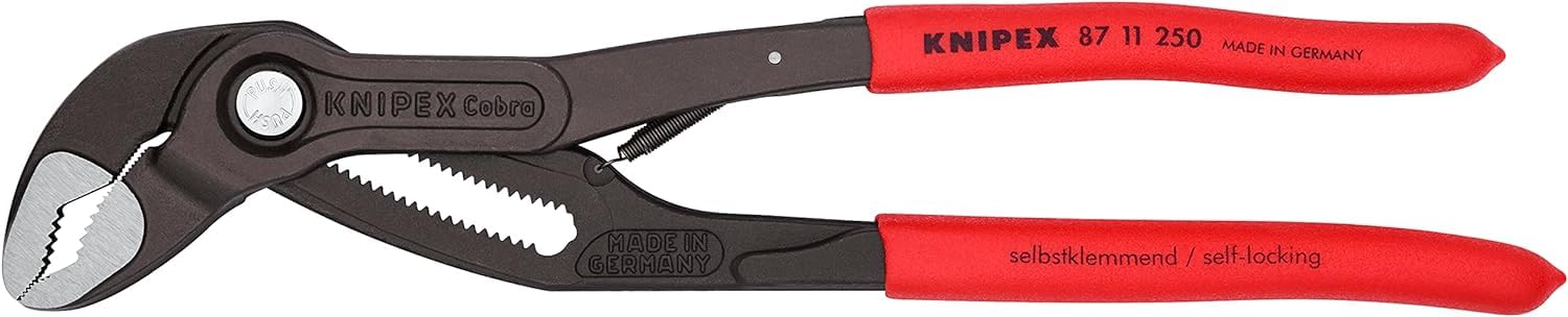 KNIPEX Cobra...matic Szczypce nastawne do rur w opakowaniu z zawieszką fosforanowana, szara pokryte antypoślizgowym tworzywem sztucznym, 87 11 250 SB