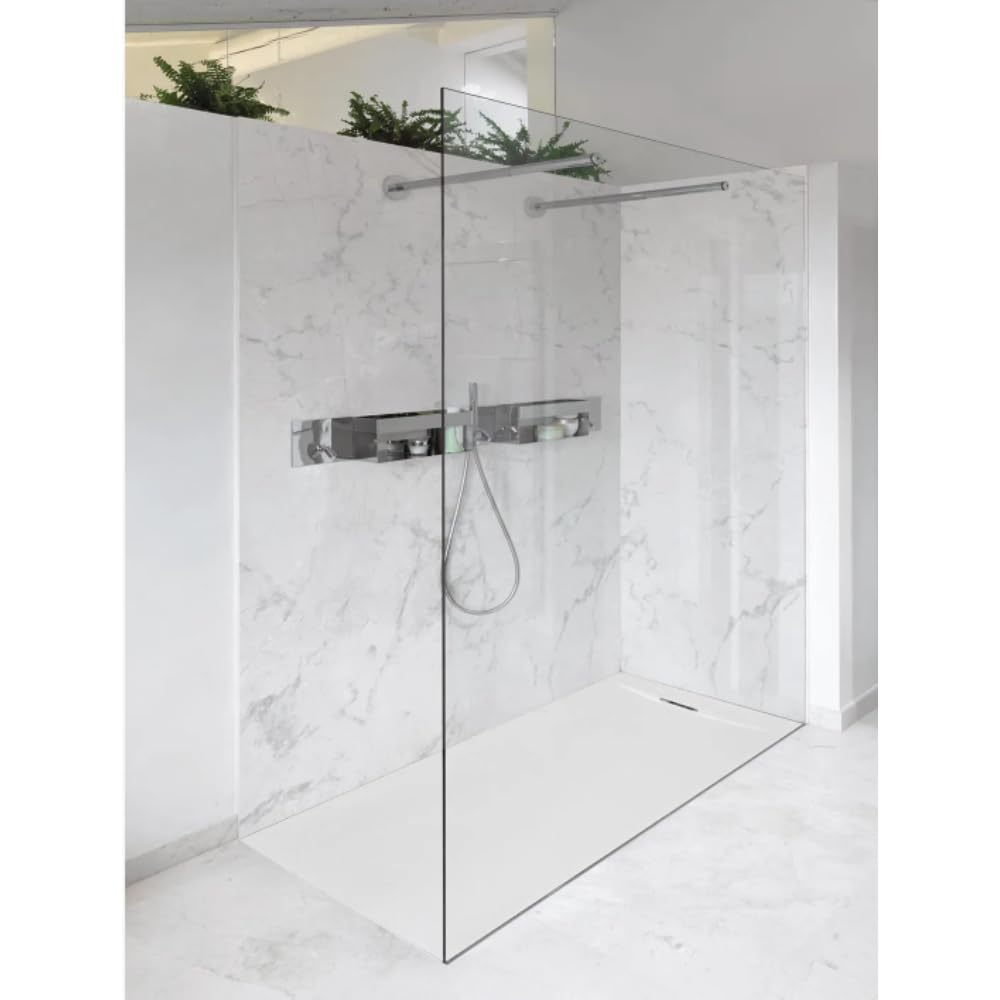 Brodzik prysznicowy 175 x 90 cm BEIGE Line PLUS marmurowa żywica i proszek z boczną kratką marmurową