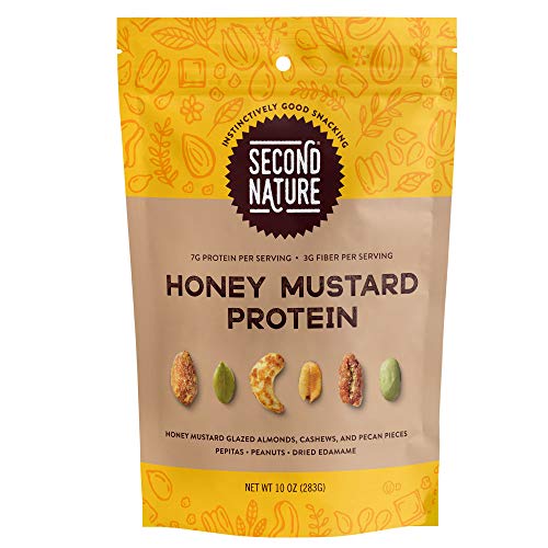 Second Nature Honey Mustard Protein Trail Mix - Functional Snack Nut Blend - 10 oz Resealable Standup Pouch