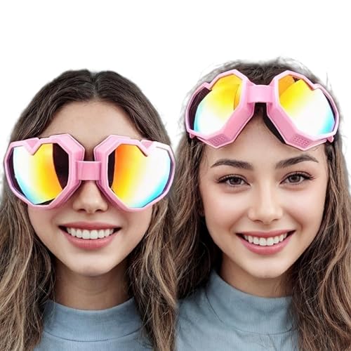 ICARA Heart Shaped Sunglasses Oversize Colorful UV Protection, Love Design Ski Goggles, Fun Fashion Eyewear for Women & Men3