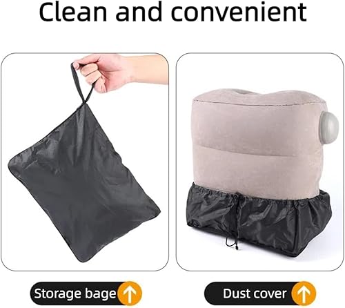 Miniatura 9 de Almohada inflable de viaje, almohada de viaje en avión para niños y adultos, almohada ajustable de 3 alturas, artículos esenciales de viaje para