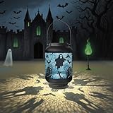 Halloween Decorations Ghost Solar Lanterns - 7.8" x 4.7" Solar Light Outdoor with Handle, Outside Hanging Halloween Lanterns for Garden, Cool Gifts for Women, Friends and Sister