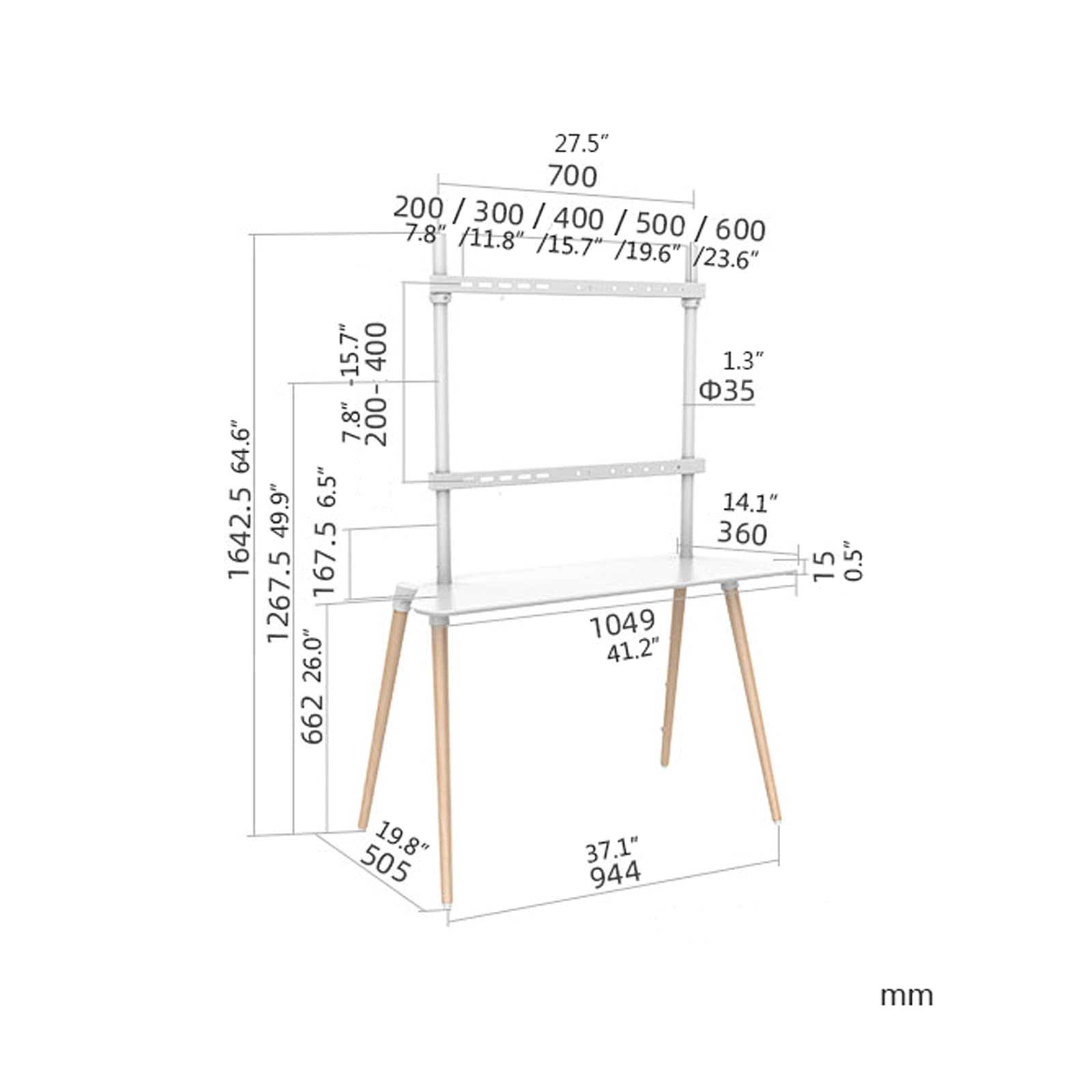 TV Stand Stand TAVELLO TV Piano da TAPPA di Piano da TAPPA di Pavimento con PORTALE REMOVABILE Piano Scaffale Angolo Stand Stand Stand Hanging Stand per TV a 60-75 Pollici Tele Tanne Fino a 88 libbre