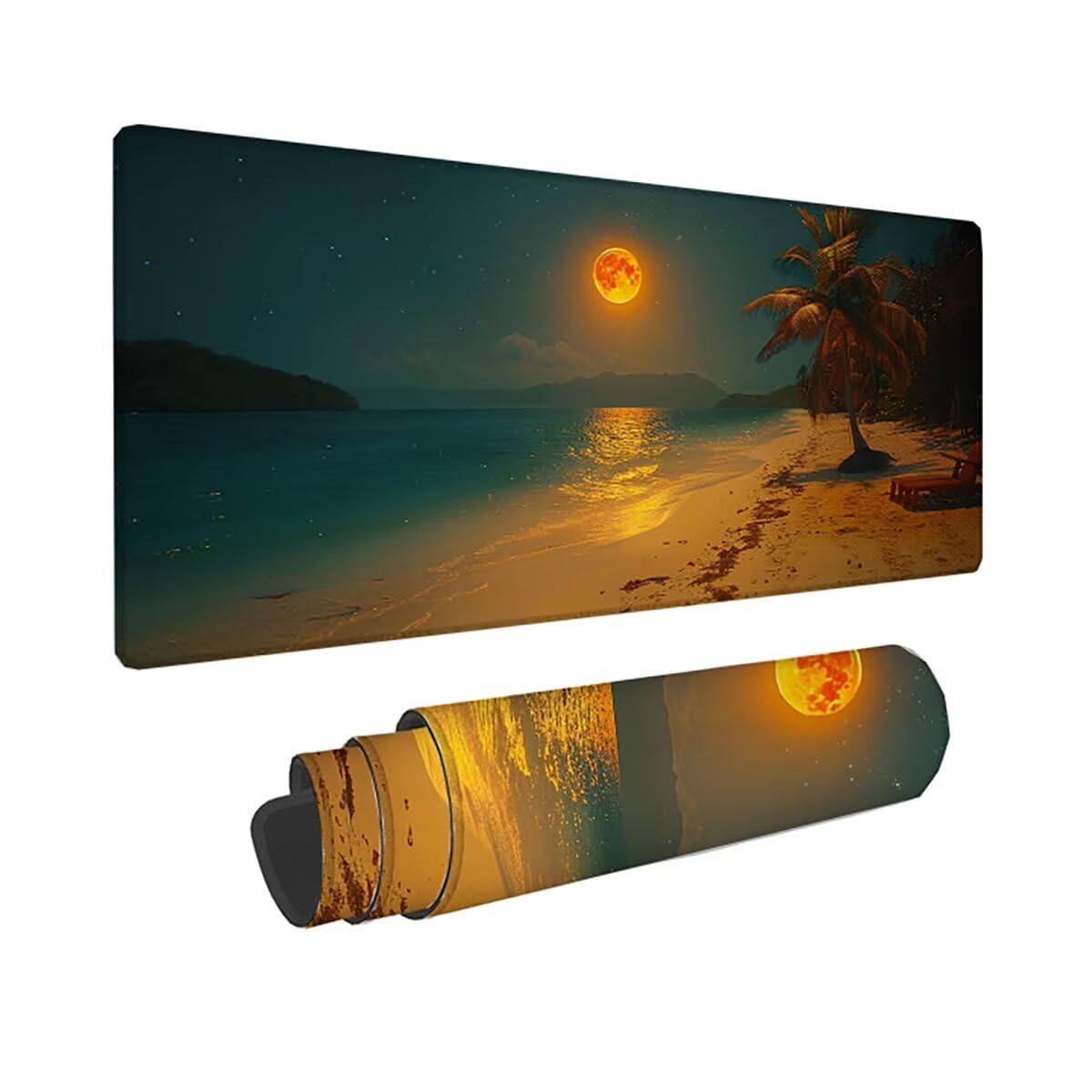 Podkładka pod mysz do gier XXL, podkładka pod mysz do gier 1500 x 800 x 3 mm, antypoślizgowa podkładka na biurko, duża podkładka pod mysz plażową, podkładka pod mysz dla graczy PC biura PjY15272 N-U