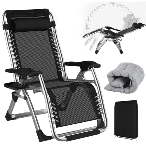 Chaise Longue Pliante Jardin 65cm - Transat Pliable Exterieur Plage Charge 240kg, Fauteuil Relax Jardin avec Coussin, Gobelet et Housse, Bain de Soleil...