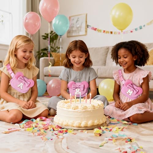 Image of Birthday Gifts for 4 5 6 7 8 9 10 11 12 13 Year Old Girls - Personalized for Teens Kids Daughter Sister Her | Birthday Gifts for Kids | Initial Belt Bag | Bean Pink K