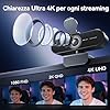 EMEET C60E 4K Webcam per Streaming e Gaming, Messa a Fuoco Automatica PDAF, Doppio Microfono, Telecamera per Streaming Live con Correzione Automatica Della Luce, USB Plug & Play, Webcam per PC e Mac