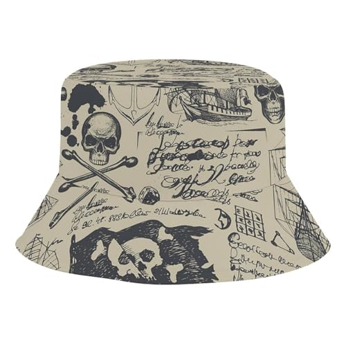 Skulls Crossbones Pirate FlagChildren's Bucket Hat for Boys and Girls, Breathable Summer Beach Hat52cm