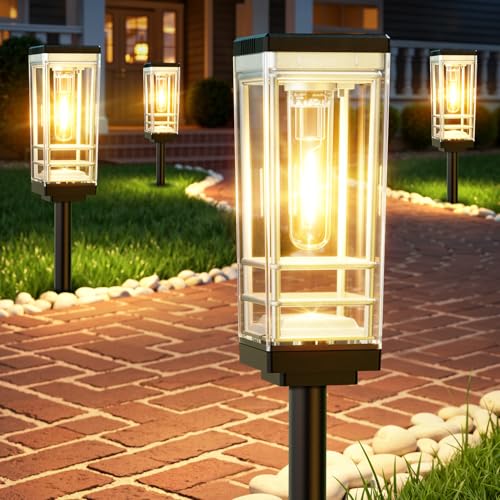 Ahaorigin 6 Pack Solar Lights Outdoor, Up to 15 Hrs Brighter Solar Pathway Lights, Luxury Taller...