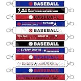 Nosiny 36 Pcs Baseball Keychains Team Gifts Bulk Inspirational Baseball Wristband Keychains with Motivational Quotes Sport Birthday Party Favors Gifts