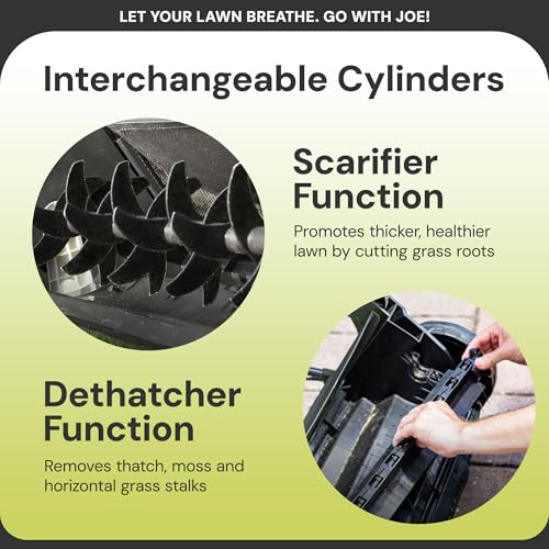 Sun Joe 15-Inch Electric Powered Lawn Dethatcher with Scarifier Blade Reel and Collection Bag - 13-Amp Corded Yard Power Rake Tool Machine for Grass Thatch Removal, AJ805E - Image 4