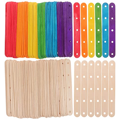 Healifty Wooden Craft Sticks Popsicle Sticks For Crafts Lolly Sticks Craft Ice Cream Sticks With Holes Natural Jumbo Colored Diy Crafts 100Pcs #TOP20