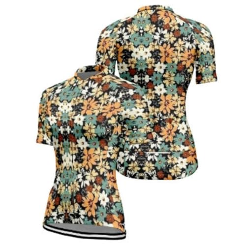 Maillot de cyclisme femme respirant à fleurs pour rouler au frais