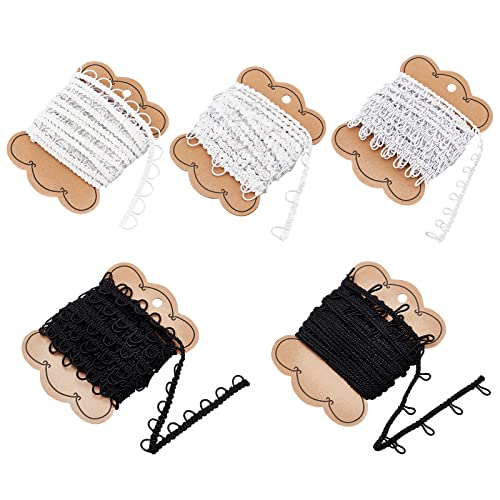 Nbeads 30 Yards 5 Styles Buttonhole Trim, White And Black Elastic Cord With Buttonhole Braid Trim Sewing Trim Stretch Band With Elastic Button Loops For Wedding Costume Diy Crafts Jewelry Home Decor #TOP13
