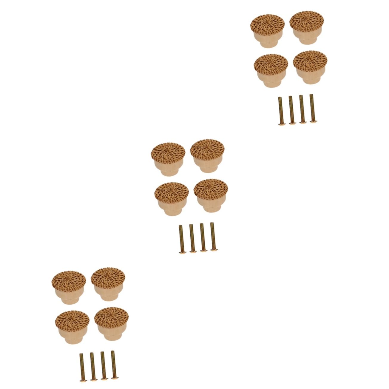 Gadpiparty 3 Set Manico in Bambù Pomelli Per Mobili Da Cucina Tavolo Da Trucco Arredamento Legnoso Armadietti Il Comò Tira La Pomelli Decorativi Per Porte Vimini Di Legno 4 Pezzi*3
