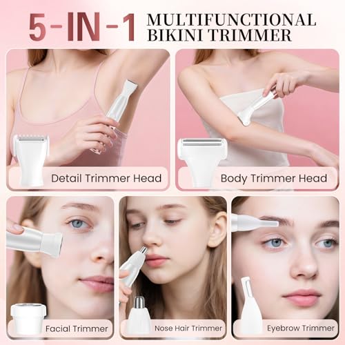 5 in 1 Bikini Trimmer for Women Body Hair Cordless Electric Razors - image 4
