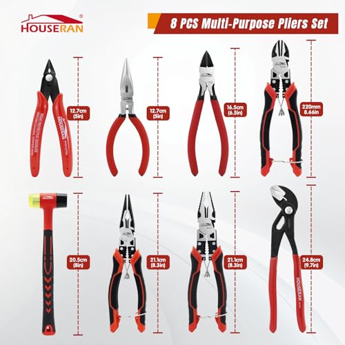 Image of 8 PCS Pliers Set with Case for DIY & Home Use