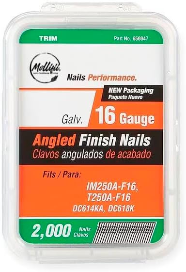Collated Finishing Nail, 1-1/2 in L, 16 ga, Zinc Galvanized, T-Head Head, 20 Degrees, 2000 PK, Mfr: 650231-A